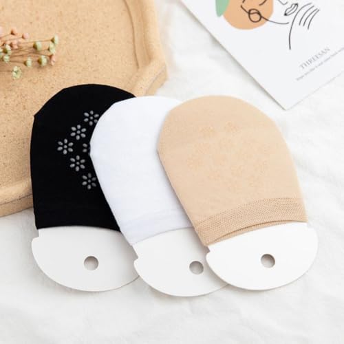 Toe Topper Half Socks for Women No Show Invisible Non-Slip Seamless Liner Covers for Mules Clogs 3 Pairs
