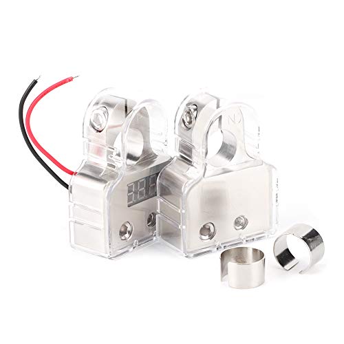 NDNCZDHC Pair 0/4/8 AWG Battery Terminal Connectors with Voltmeter Battery Post Clamp for Car Marine Boat Motorhome