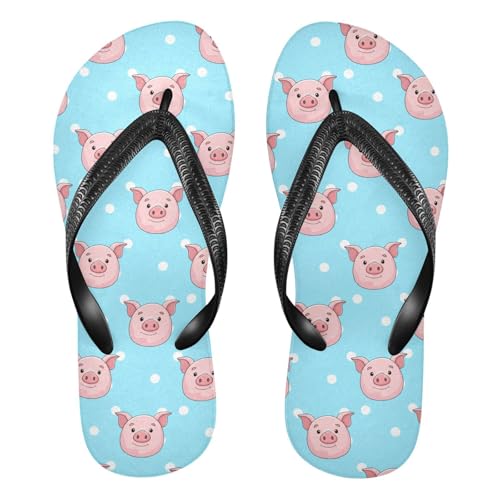 Cute Pink Pigs Blue Flip Flop Beach Summer Casual Sandal for Women & Men Shower Shoes 20861950