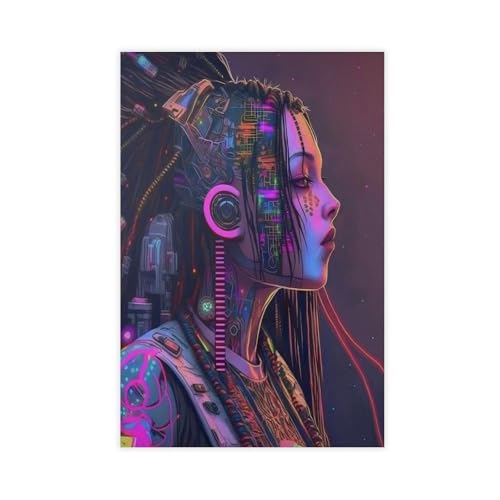 Poster science-fiction fille toile decoration futuriste de chambre ado grand format 61x91