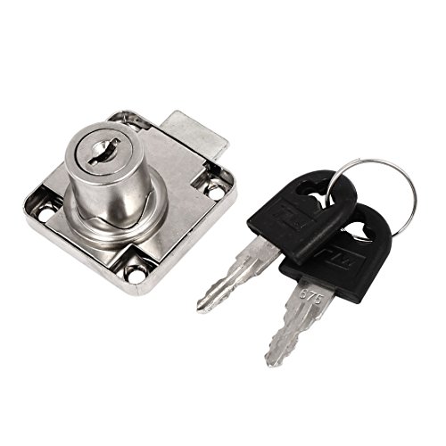 uxcell Cabinet Cupboard Cylinder Deadbolt Drawer Lock Sliver Tone w 2 Keys