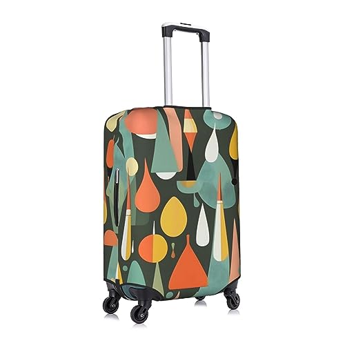Mid Century Modern Retro With Drop Shapes Print Luggage Cover For Suitcases, Travel Case Protector, Simple & Convenient Installation3