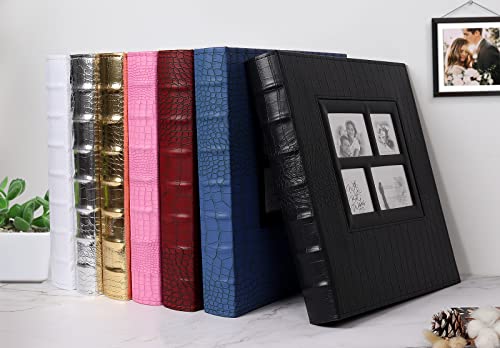 Recutms Photo Album 600 Pockets Leather Cover Black Pages Big Capacity For 4X6 Photos Book Hardcover Wedding Gift Valentines Day Present Family Baby Albums #TOP6