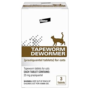 Elanco Tapeworm Dewormer praziquantel tablets for Cats 3 Count Praziquantel Tablets for Cats and Kittens 6 Weeks and Older