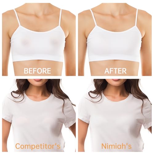 Image of Nimiah Nipple Covers Silicone Pasties for Women - 2 Pairs Reusable & Invisible Breast Petals Adhesive Waterproof Bra Nipplecovers for Strapless Slip Dresses, T-Shirts, Backless Tops Creme