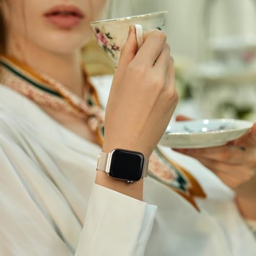 Image of Meliya Metal Straps Compatible for Apple Watch Strap 38mm 40mm 41mm 42mm 44mm 45mm 46mm 49mm Women Men, Adjustable Mesh Loop Magnetic Milanese Band for iWatch Series 10 9 8 7 6 5 4 3 2 1 SE
