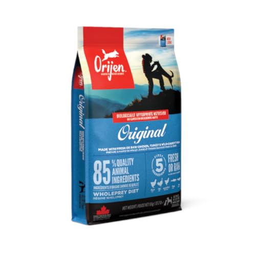 Orijen Dog Original | Doppelpack | 2 x 340 g | Alleinfuttermittel für ausgewachsene Hunde | 85% hochwertige tierische Zutaten | Überzug aus gefriergetrockneten rohen Zutaten
