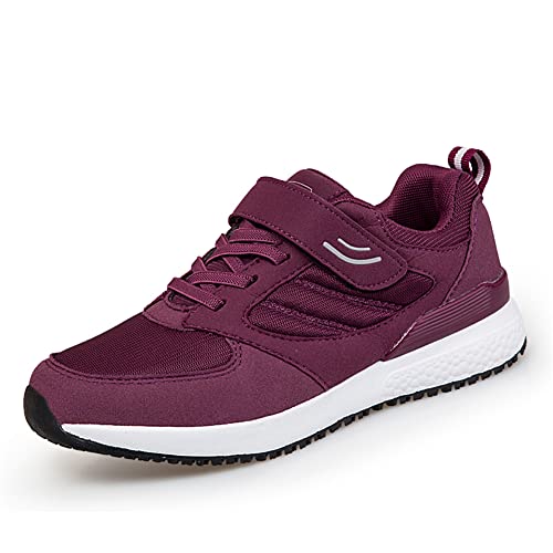 LEADER SHOW Women's Casual Walking Shoes Comfortable Non-Slip Lightweight Hook & Loop Sneakers