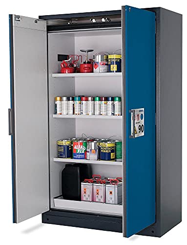 Gefahrstoffschrank, BxTxH 1200x615x1955 mm, 3 Böde n, 1 Auffangwanne mit Lochblecheinsatz, inkl. AGT