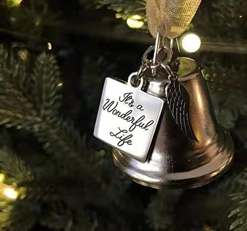 Rayaongly Silver Plated Christmas Bell Ornaments For Xmas Tree Wedding Anniversary Decoration Pendants With Angel Wings Charms (Wonderful Life Small Bell) #TOP3