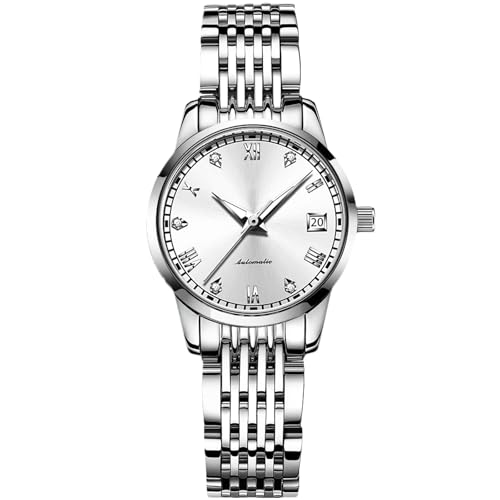 Montre automatique femme en acier argenté au style intemporel