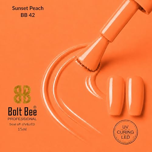 Image of Bolt Bee Orange Color Gel Nail Polish Soak Off UV Gel 15ML DIY at Home Manicure Salon Nail Art