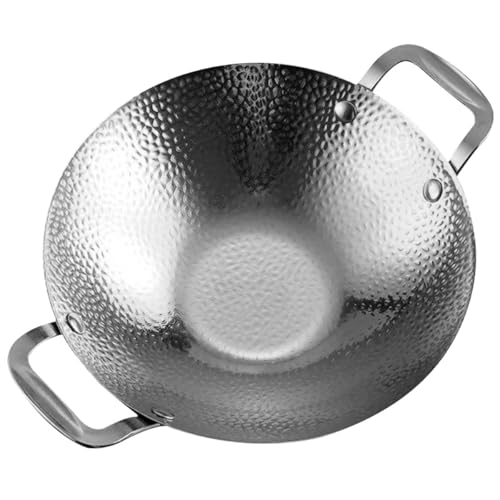 IDEANATEGRATE Sartén de Acero Inoxidable Doble Asa y Calentamiento Rápido para Cocinar Hot Pot de Mariscos en Casa y Restaurante Ahorro de Energía y Durabilidad