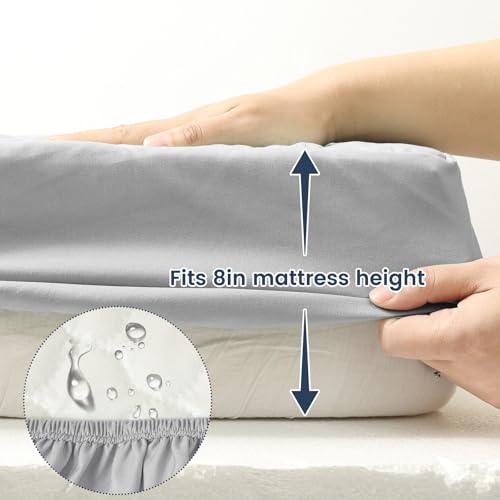 Image of david's kids 2 Pack 52''x28'' Waterproof Crib Mattress Protector Pad Cover Stretch up to 8 inch, Fitted Standard Crib and Toddler Mattresses, Soft and Breathable for Boys Girls, Grey & Sage Green