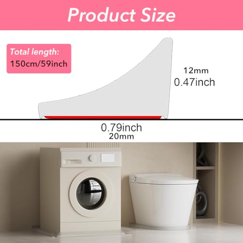 Image of HASTHIP 59Inches Shower Threshold Water Dam Guard with Glue, Silicone Waterproof Barrier, Self-Adhesive Water Stopper Shower Splash Guard for Kitchen