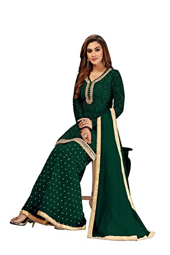 Image of TRENDMALLS Women's Cotton Embroidery Kurta Sharara Suit Set