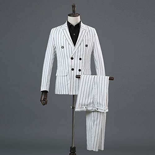 Costume double boutonnage homme ensemble à rayures infroissable - 2