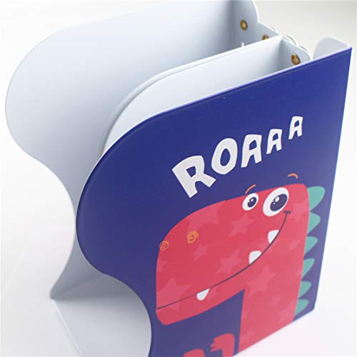 Citmage Adjustable Bookend Metal Dinosaur Pattern Bookends Non-Skid Heavy Duty Book Holder Stand Hold Books,Magazines,Cookbooks(5.7''x3.9''x7.4'') (Blue-red) - Thumbnail 7