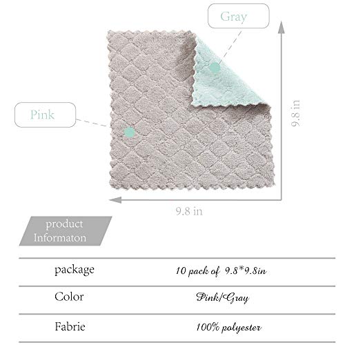 Hypermotion Microfiber Cleaning Cloth, Kitchen Towels, Double-Sided Microfiber Towel Lint Free Highly Absorbent Multi-Purpose Dust and Dirty Cleaning Supplies for Kitchen Car Cleaning. Pack of 10