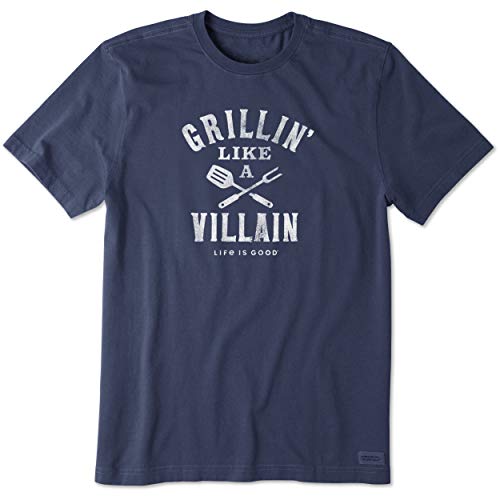 Life is Good Men's Crusher Tee, Short Sleeve Cotton Graphic T-Shirts, Grillin Like a Villain2