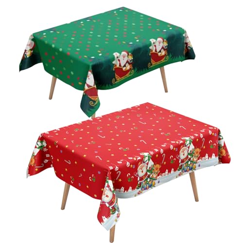 KASESSS 2 Stück Tischdecke Weihnachten, 137x183cm...