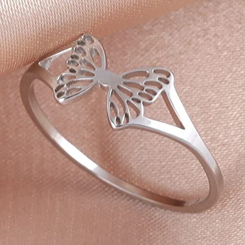 Jude Jewelers Stainless Steel Cute Dainty Butterfly Style Birthday Christmas Promise Statement Ring2