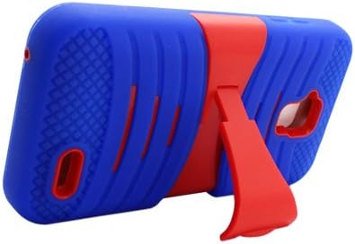 Aimo Wireless Rugged Wave Armor Case with Built-in Kickstand for ZTE/Z998 AT&T - Carrying Case - Retail Packaging - Blue/Red
