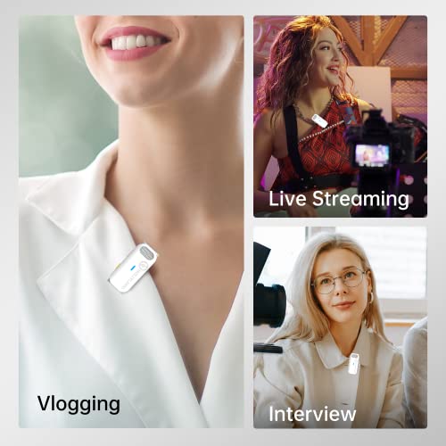 Image of Hollyland Lark M1 Wireless Lavalier Microphone with Noise Cancellation, 656ft Transmission,8H Battery Life, Compact Wireless Lapel Microphone for DSLR Cameras /iPhone /Android /Live Streaming-White