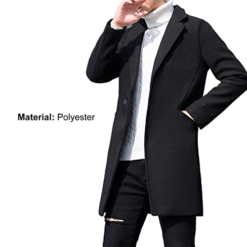 Hiborth Jaqueta masculina cor pura combina com tudo casaco blusão bolsos quentes Preto 2XL