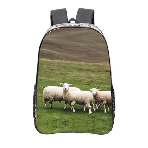 Sac à dos transparent noir avec motif agneau et moutons pour le travail