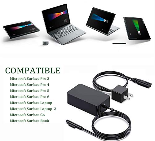 Surface Charger, 44W 15V 2.58A Power Supply Ac Adapter Charger For Microsoft Surface Pro 3/4/5/6/7, Surface Laptop 3/2/1, Surface Go/Book, With 6Ft Power Cord #TOP5