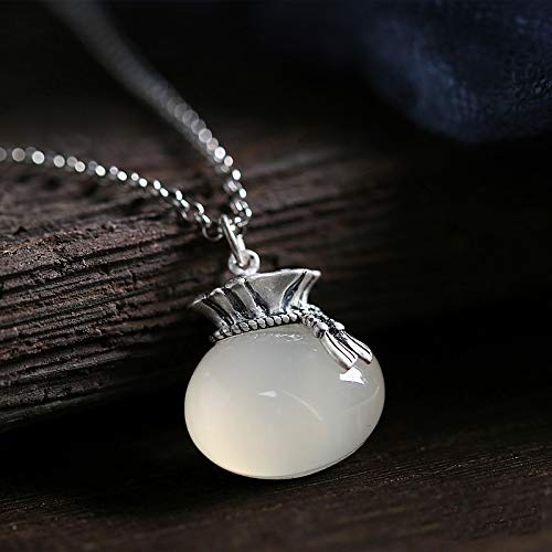 Collier avec pendentif calcédoine naturelle chaîne argent