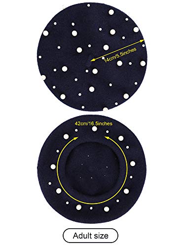 3 Pieces Beret Hat French Style Beanie Cap Solid Color Winter Hat For Women And Girls Casual Use (Black, White, Navy Blue) #TOP2