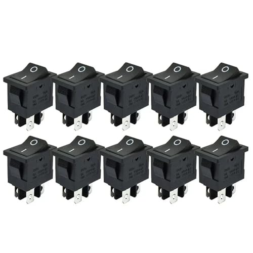Interruptor KCD1-104 negro sin luz de 4 pines y 6A para control de encendido DPST