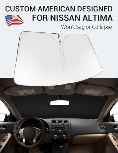 Image of Proadsy 2026 Upgrade Windshield Sun Shade Custom Fit 2007-2012 Nissan Altima Foldable Front Sunshade Protector Sun Visor Blocks UV Rays Keep Car Cooler