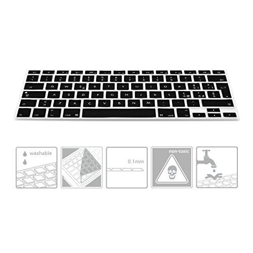 Kwmobile Silicone Keyboard Protection - Qwerty (Italian) Keyboard Cover Compatible With Apple Macbook Air 13''/Pro Retina 13''/15'' (Bis Mitte 2016) A1369, A1466, A1502, A1425, A1398 - Black #TOP2