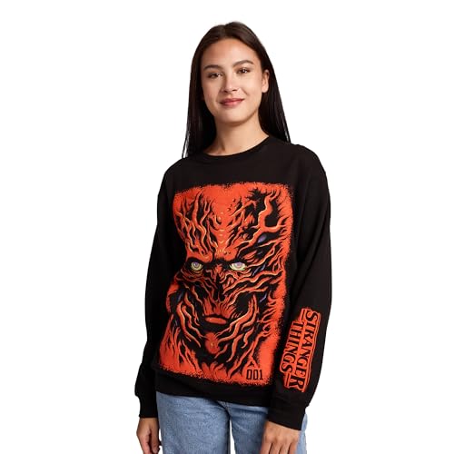 Bioworld Stranger Things Vecna Puff Print on Mens Black Sweatshirt -Large