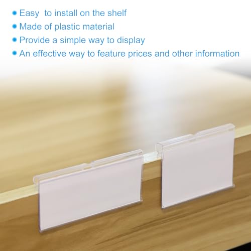 PATIKIL 50 Pcs Wire Shelf Label Holder, Plastic Storage Bins Clip Merchandise Sign Display Holder Label Holders for Market, Retail Shop, and Pantry(1.65x3.94 inch) by PATIKIL - Image 3