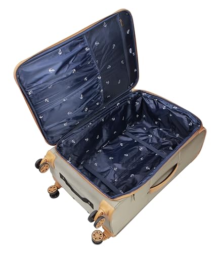 Image of Dockers Seahorse Softside Expandable 8-Wheel Spinner Travel Checked Luggage, 3-Piece Set, New British Khaki