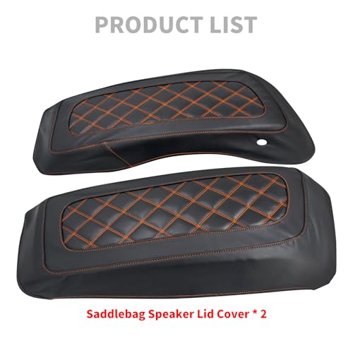 HCmotorku Saddlebag Lid Covers Hard Saddle Bags Lid Bra Covers Fit For Harley Touring Street Glide CVO Road King Electra Glide Ultra Limited Road King Special 2014-2025 (Orange Stitching) by HCmotorku - Image 6