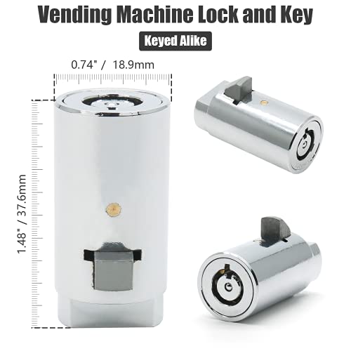 Image of Vending Machine Lock, Key Lock, Zinc, Chrome Finish, Keyed Alike, Hand Control, Round, Indoor Use, 1 in Package