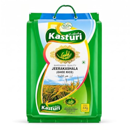 Kasturi Gold Jeerakasala rice Bardhaman Quality Ghee Rice 5 Kg - Premium Aromatic South Indian Neychoru Variety
