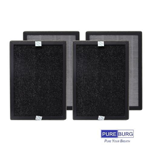 PUREBURG Replacement Filter Compatible with Priestley PM1240 PM1240B Air Purifier, 2-Pack (4 Filters) H13 HEPA Activated Carbon 2-in-1 3-Stage Filtration by PUREBURG - Used condition - Image 4