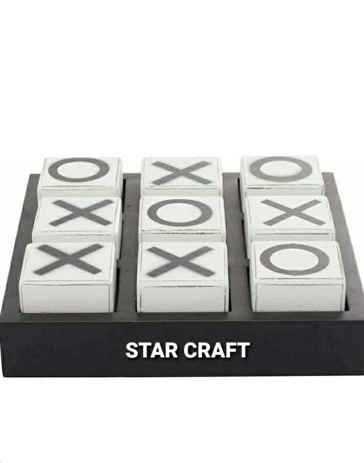 STAR CRAFT Wooden Tic Tac Board Game Handmade Noughts and Crosses TIK Tak Toe Pedagogical Board Wooden Zero Kata Game (Black & White) (B0C75ZG52F) Amazon Price History, Amazon Price Tracker