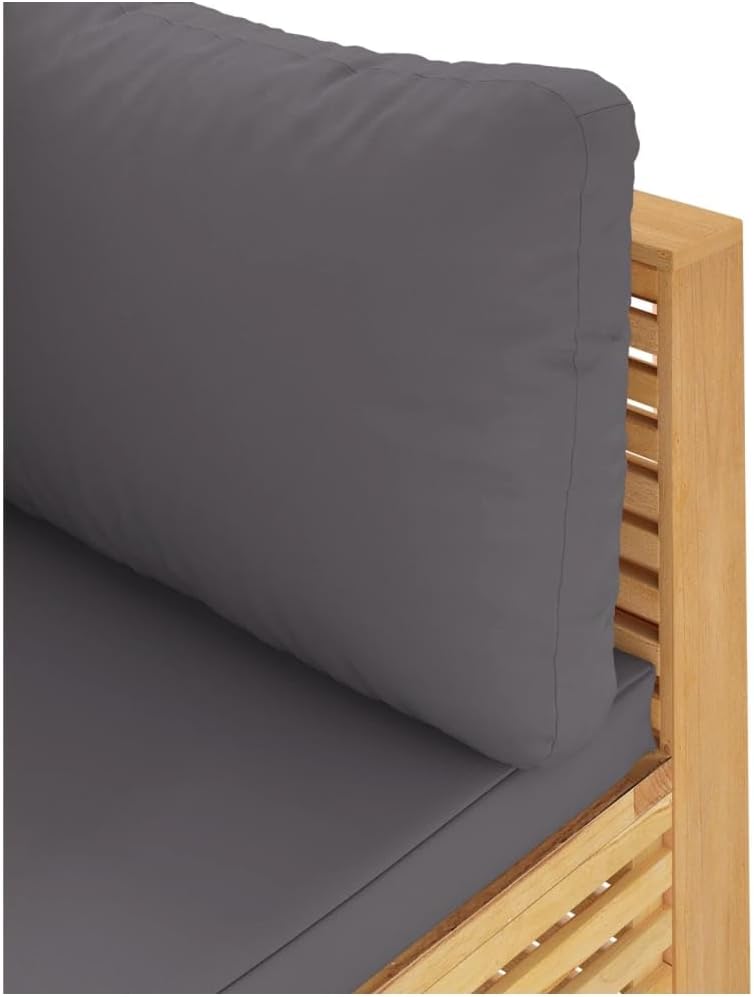 Patio Corner Sofa with Dark Gray Cushions Solid Wood Teak,Weight:46.56lbs,319160
