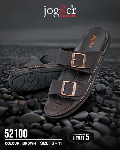 Image of Jogger Men's Sandals for Summer Comfortable Casual Outdoor & Beach Sandals Anti-Slip Lightweight Slip-On & Strappy Flats Breathable Walking Slides & Open Toe Footwear for Men (Size 6) Brown (627