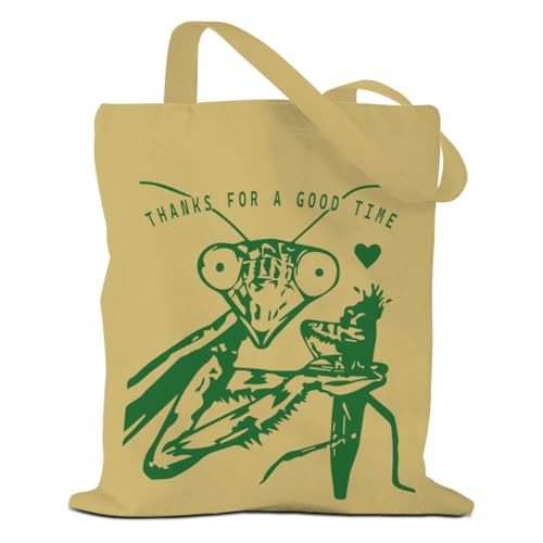 Funny Mantis Tote Bag Animal Dark Humor Reusable Grocery Bags Gag Gift Funny Gifts for Women Friends Coworker Sisters Wife Insect Sarcastic Beach Bag Weekender Bag for Christmas Birthday Gifts