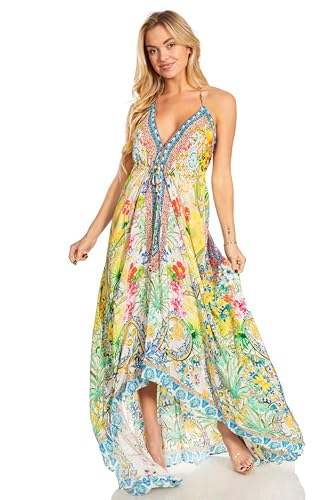Image of Sakkas Lizi 2025 Womens Maxi High-Low Halter Handkerchief Long Dress Beach Party