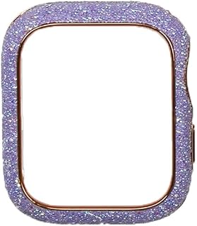 Diamond Cover for Apple Watch Case 45mm 41mm 44mm 40mm Bling Bumper Screen Protector Glass for Apple Watch Series 8 7 4 5 6 Se (Color : Purple, Size : 44mm)
