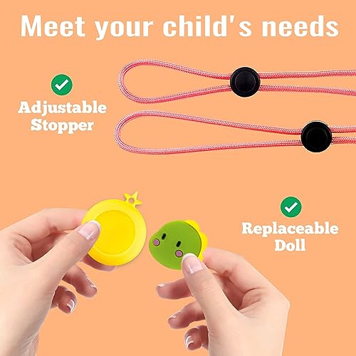 RYMAUP® 2 Stück AirTag Kette Kinder, Bequeme und Verstellbare Silikonhülle, Kinderfreundliche AirTag Halskette, für Apple AirTag GPS Tracker, Ideal für den Alltag (Rosa, Gelb)